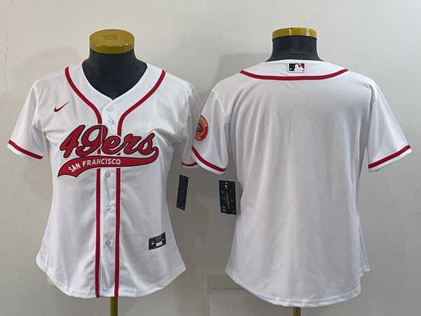 Women%27s San Francisco 49ers Blank White With Patch Cool Base Stitched Baseball Jersey